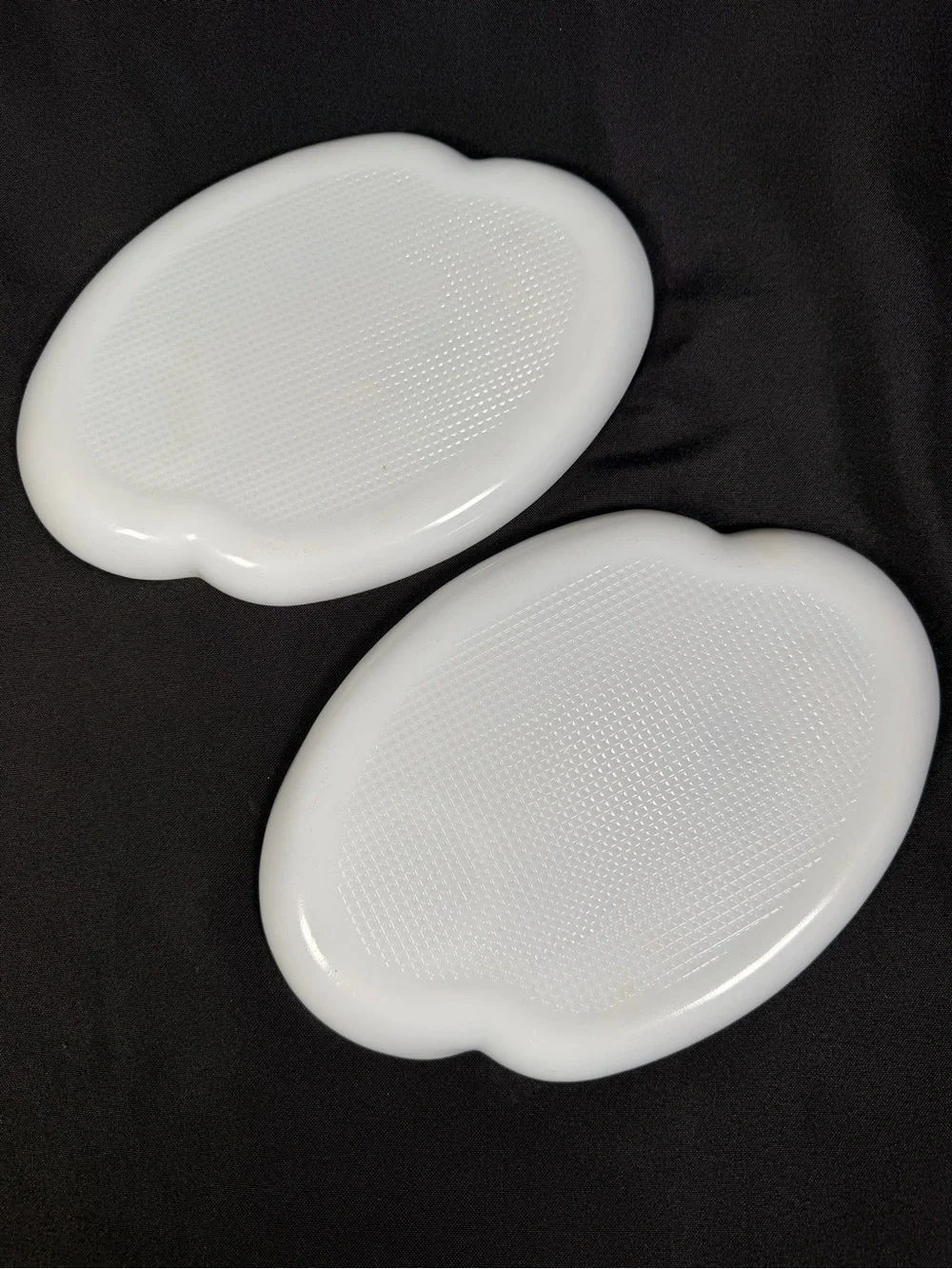 Vintage Atomic Milk Glass Snack Plates - Set of 2